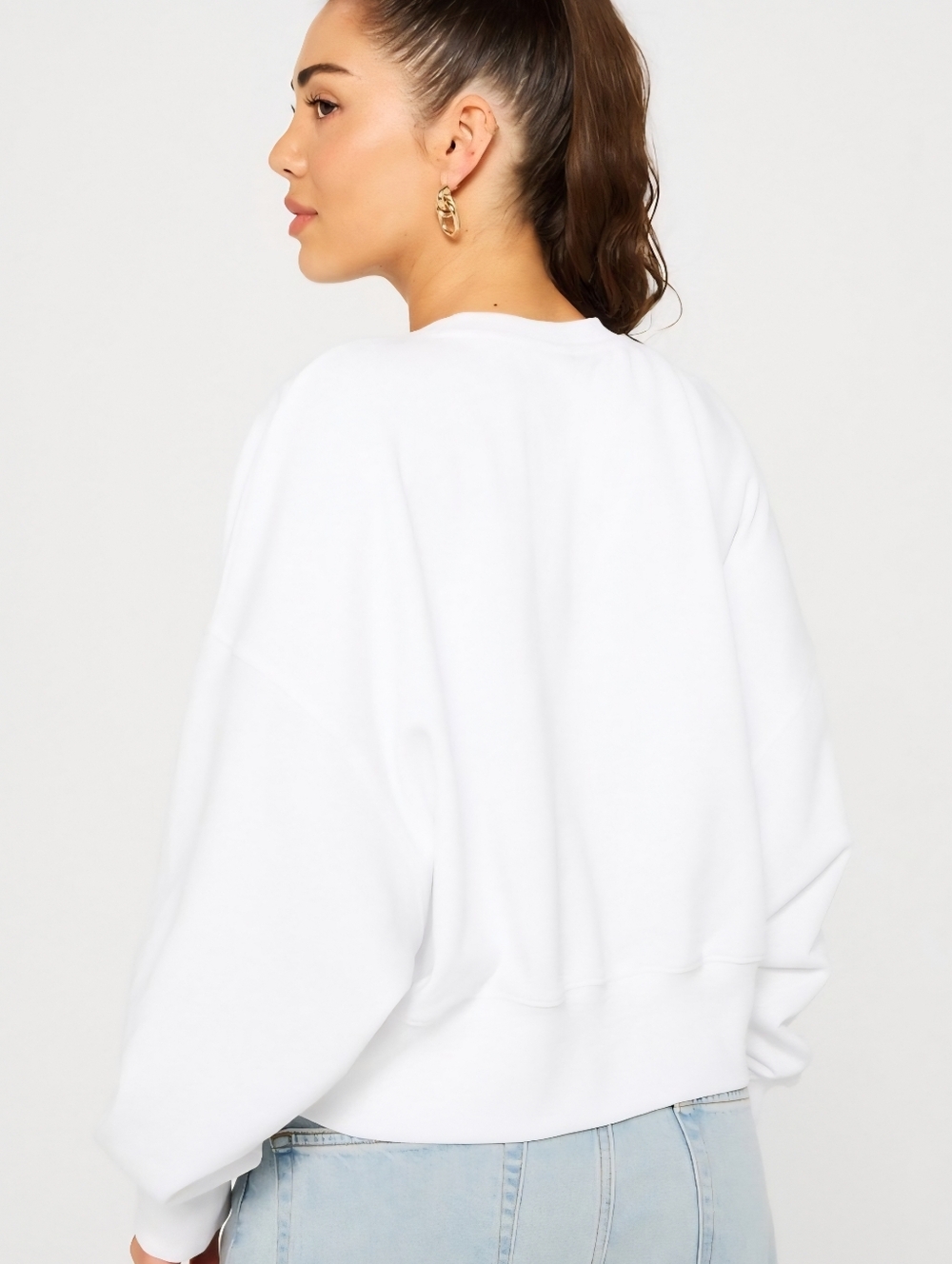 Fabletics White Oversized Crewneck Sweatshirt